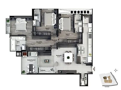 Apartamento Balneário Estreito com 3 Suítes - Vista Mar - Foto 32