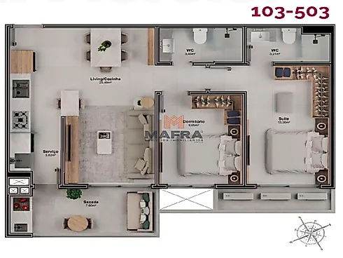 2 Dorm. 1 Suite - Neo Continente – Estreito - Foto 23