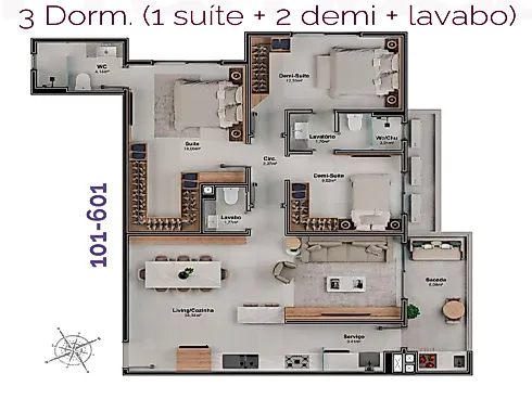 Apartamento 1 Suíte + 2 Demi-Suite  - Neo Continente Residence – Estreito - Foto 15