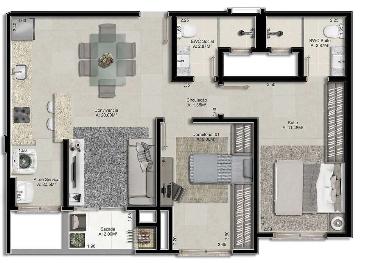 Apartamento em São Luiz, Criciúma