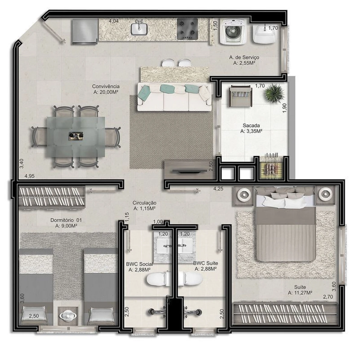 Apartamento em São Luiz, Criciúma