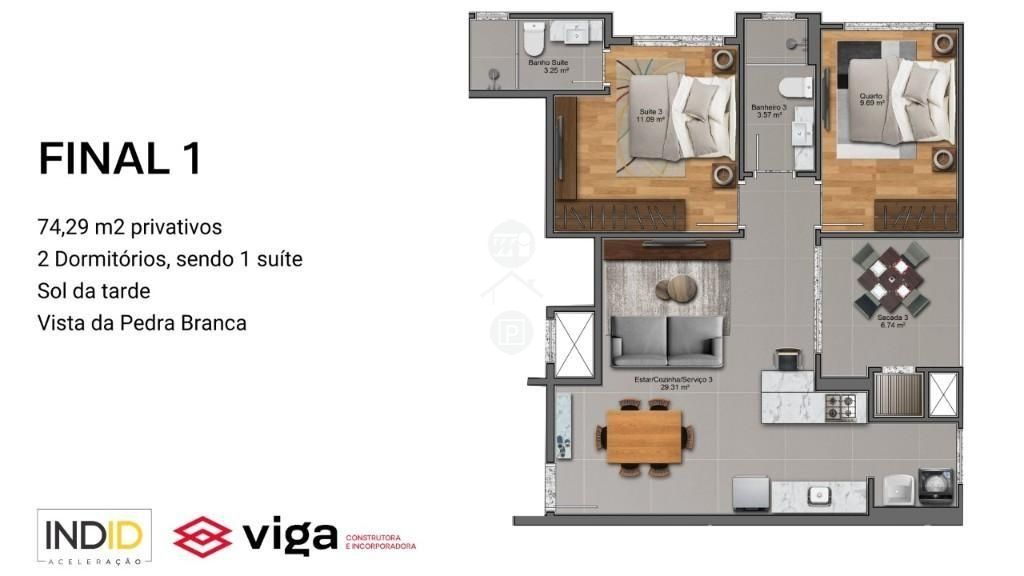 Apartamento em Pedra Branca, Palhoça. 2 quartos, 74m². Imagem 10 de 11
