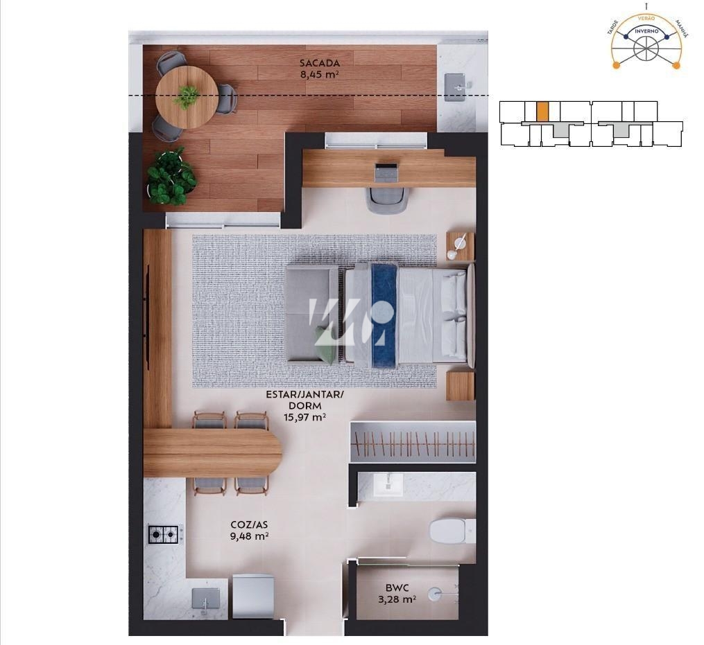 Apartamento em Pedra Branca, Palhoça. 1 quartos, 42m². Imagem 6 de 6