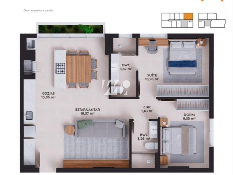 Apartamento em Pedra Branca, Palhoça. 2 quartos, 72m². Imagem 10 de 10