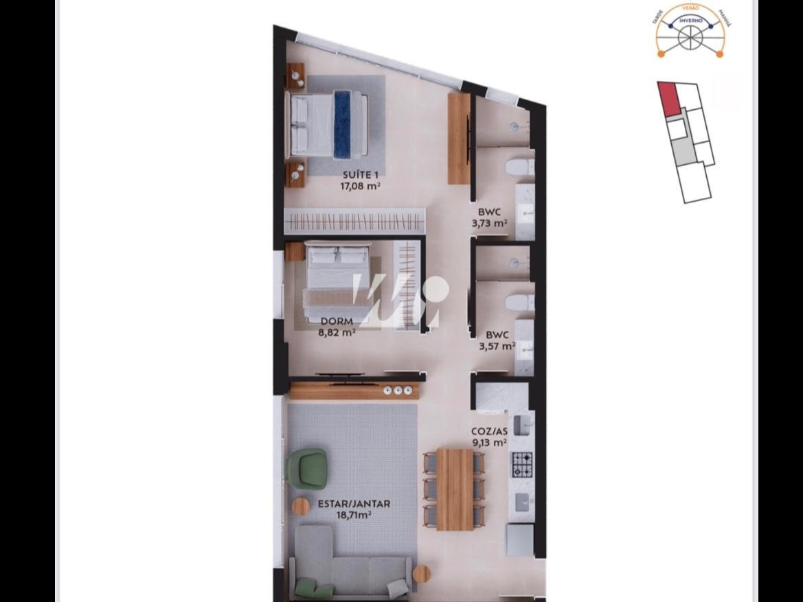 Apartamento em Pedra Branca, Palhoça. 2 quartos, 71m². Imagem 6 de 6