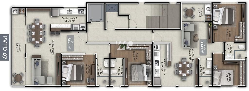 Apartamento em Pedra Branca, Palhoça. 3 quartos, 86m². Imagem 8 de 14