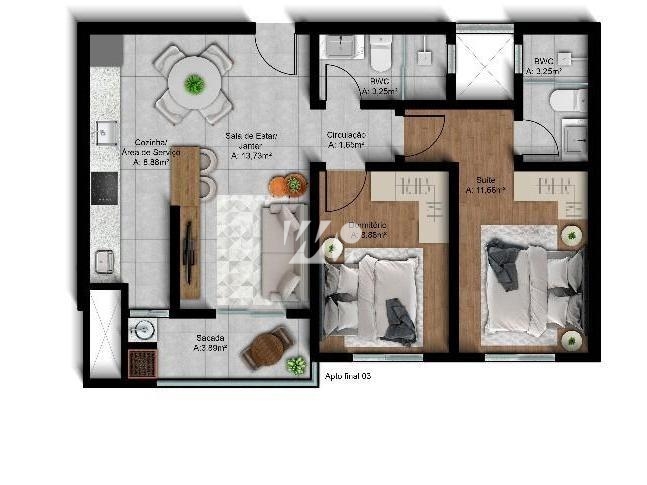 Apartamento em Pedra Branca, Palhoça. 2 quartos, 63m². Imagem 9 de 10