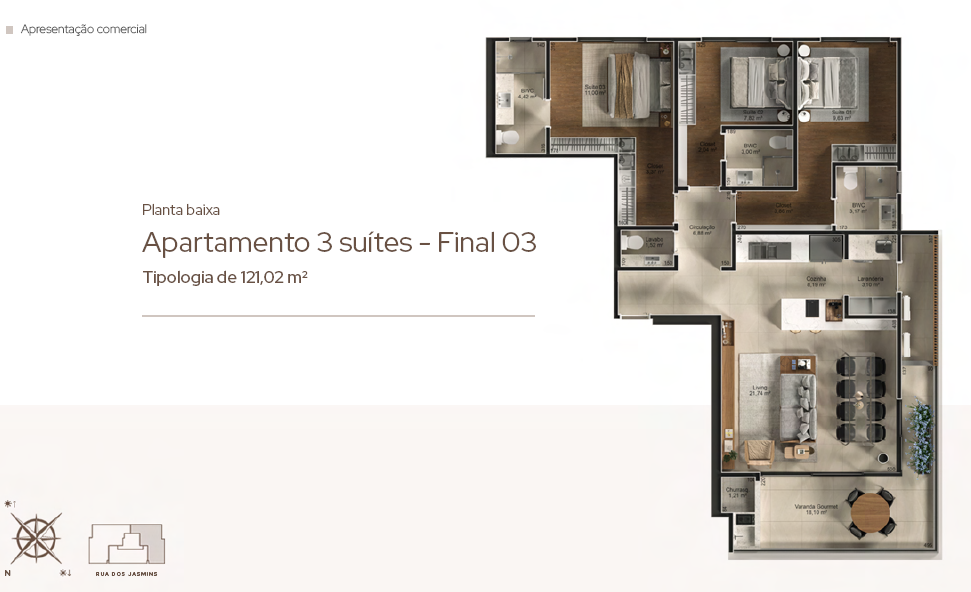 Apartamento em Pedra Branca, Palhoça. 3 quartos, 121m². Imagem 16 de 17