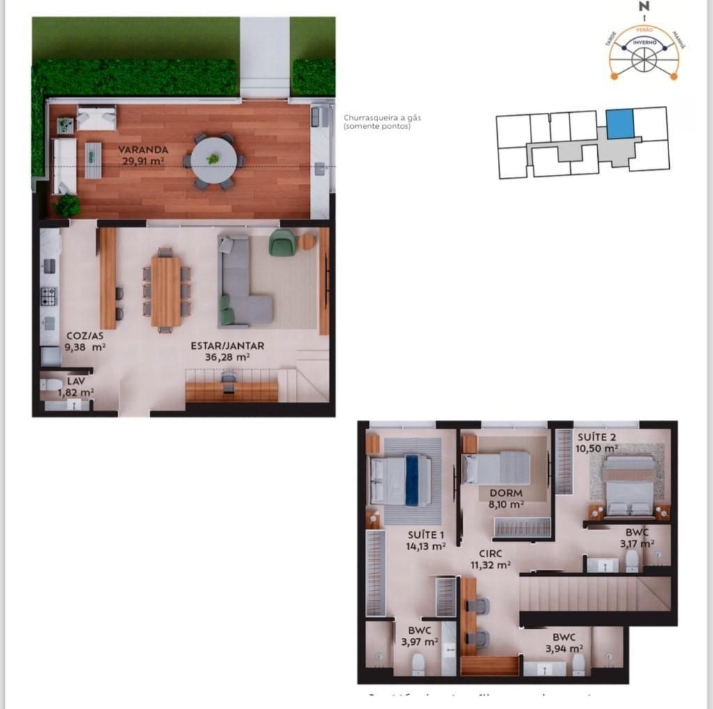 Apartamento em Pedra Branca, Palhoça. 3 quartos, 149m². Imagem 4 de 8