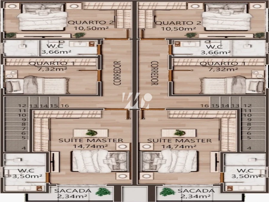 Sobrado Geminado em Sertão do Maruim, São José. 3 quartos, 110m². Imagem 2 de 4