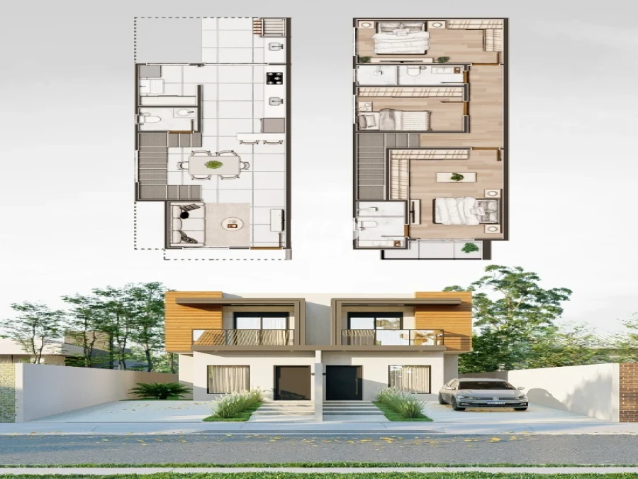 Sobrado Geminado em Sertão do Maruim, São José. 3 quartos, 110m². Imagem 4 de 4