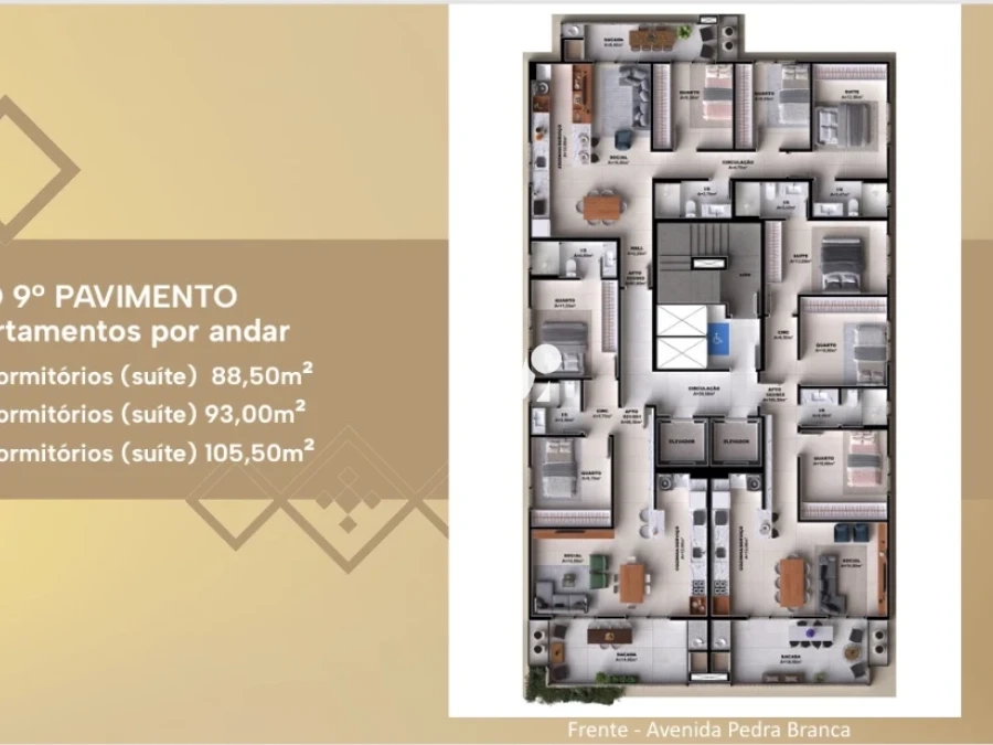 Apartamento em Pedra Branca, Palhoça. 3 quartos, 93m². Imagem 5 de 6