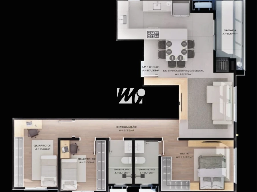 Apartamento em Centro, Palhoça. 3 quartos, 87m². Imagem 16 de 18