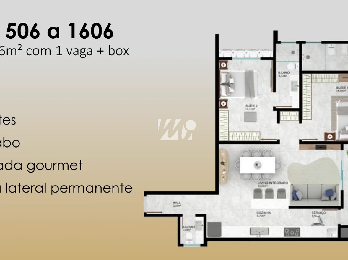 Apartamento em Pedra Branca, Palhoça. 3 quartos, 109m². Imagem 20 de 29