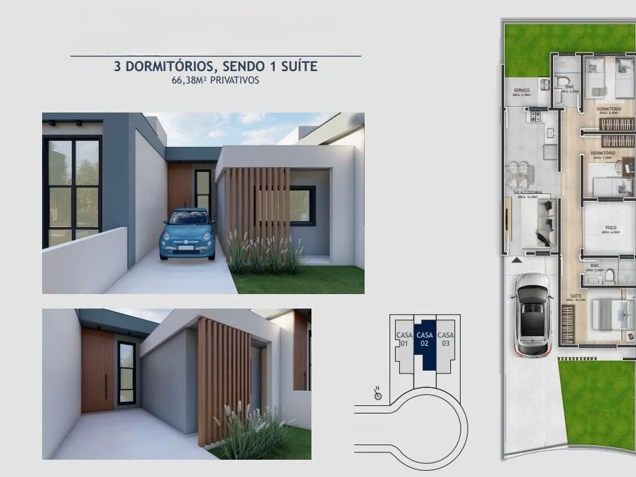 Casa Geminada em Nova Palhoça, Palhoça. 3 quartos, 66m². Imagem 1 de 2
