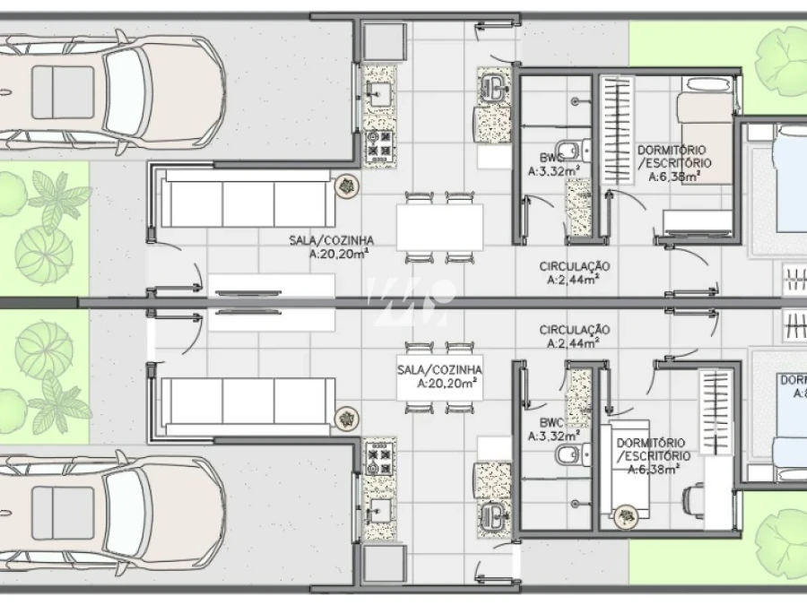 Casa Geminada em Forquilhas, São José. 2 quartos, 49m². Imagem 3 de 3