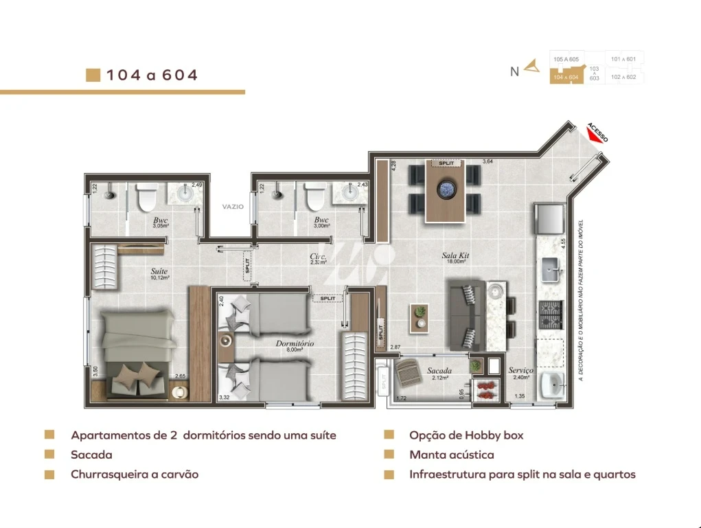 Apartamento em Pedra Branca, Palhoça. 2 quartos, 56m². Imagem 6 de 14
