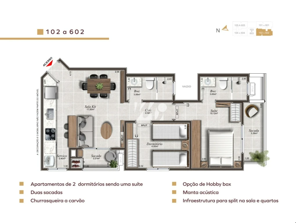 Apartamento em Pedra Branca, Palhoça. 2 quartos, 56m². Imagem 5 de 14