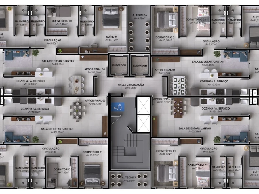 Apartamento em Pagani, Palhoça. 3 quartos, 92m². Imagem 3 de 3
