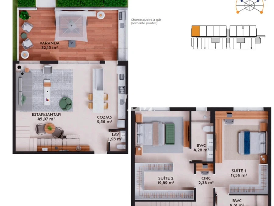 Apartamento em Pedra Branca, Palhoça. 2 quartos, 155m². Imagem 2 de 22