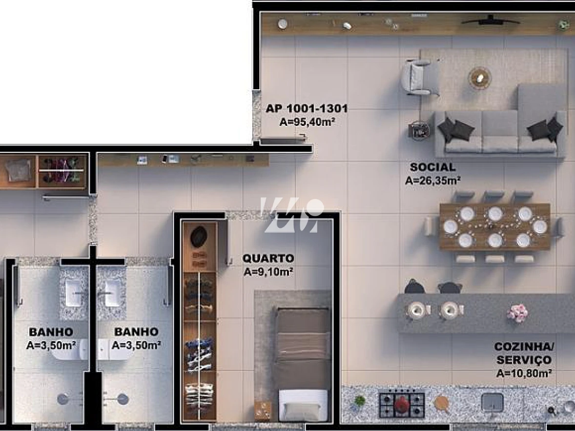 Apartamento em Pedra Branca, Palhoça. 2 quartos, 95m². Imagem 9 de 10