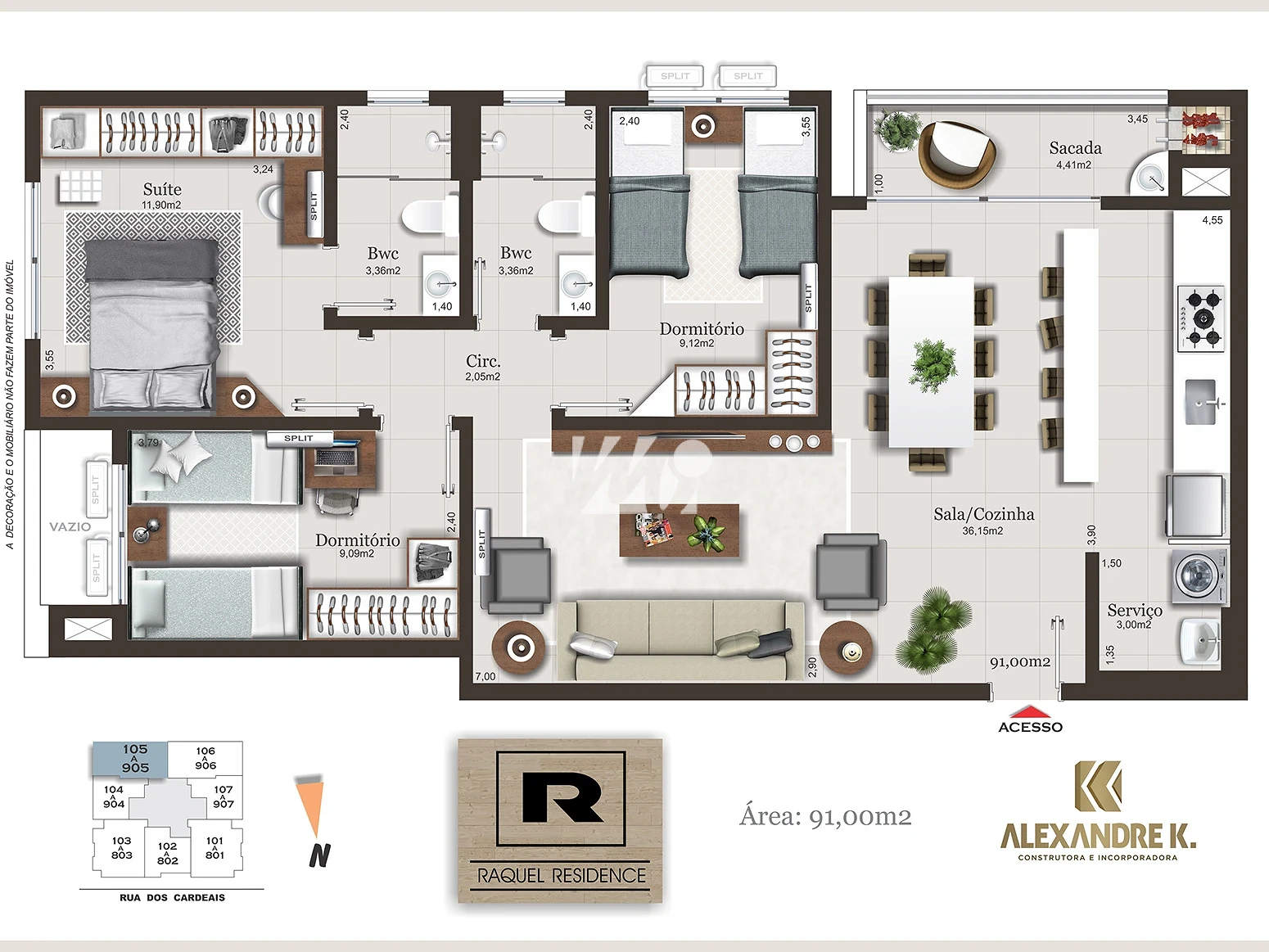 Apartamento em Pedra Branca, Palhoça. 3 quartos, 91m². Imagem 2 de 12