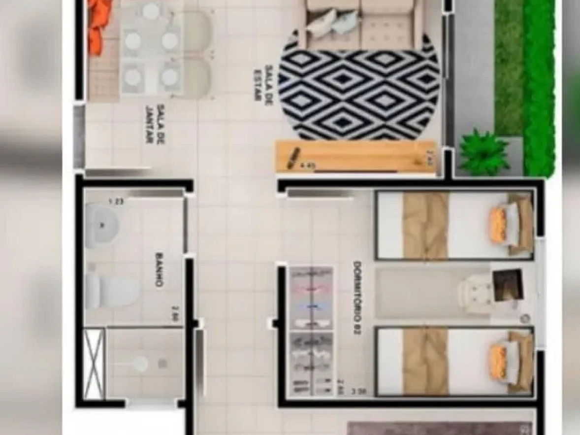 Apartamento em Bela Vista, Palhoça. 2 quartos, 49m². Imagem 2 de 3