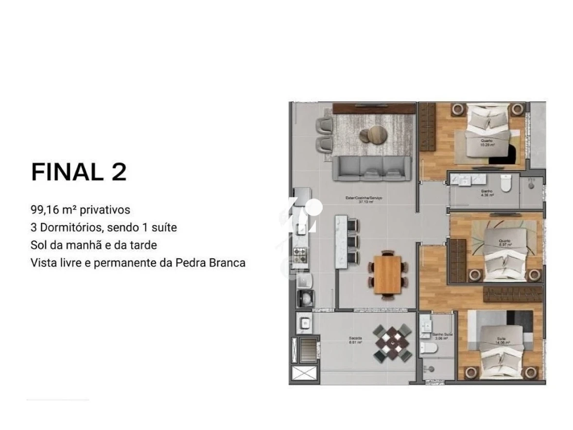 Apartamento em Pedra Branca, Palhoça. 3 quartos, 99m². Imagem 17 de 21