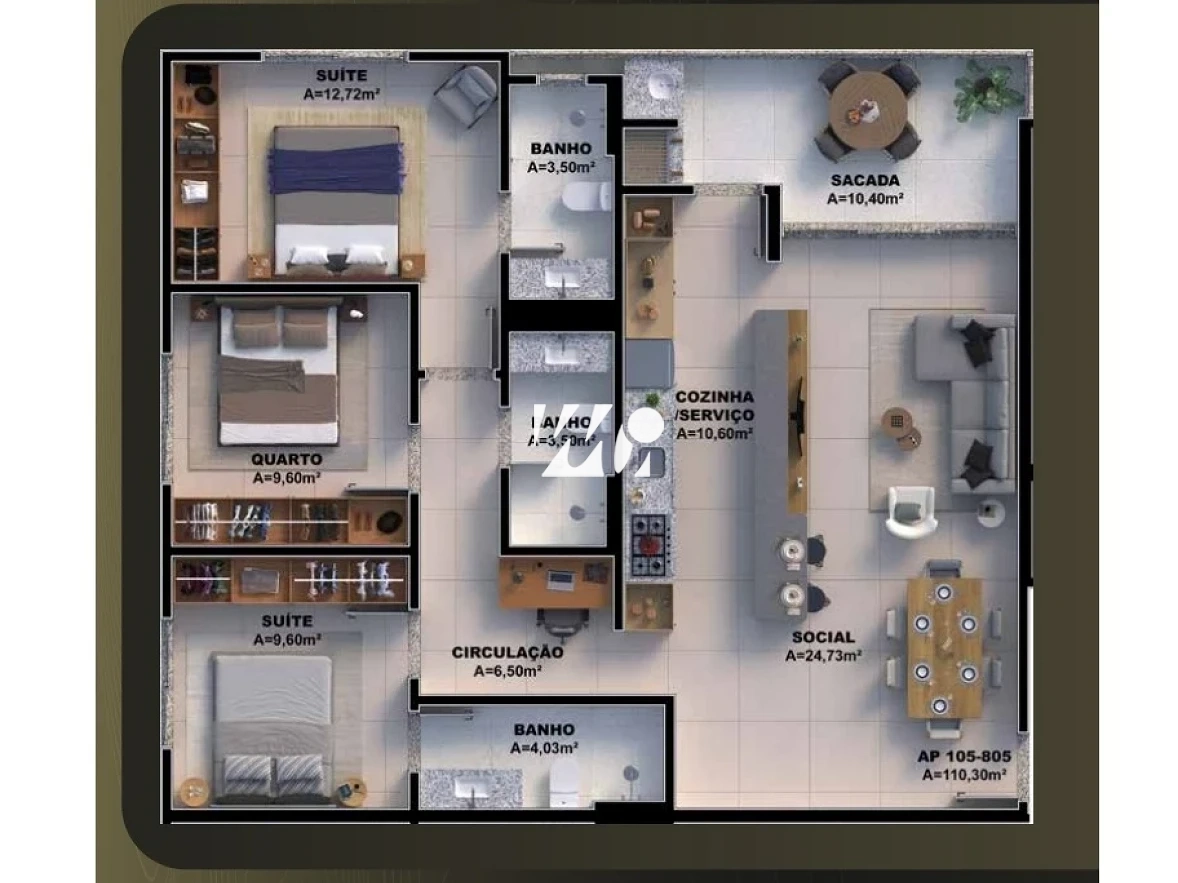 Apartamento em Pedra Branca, Palhoça. 3 quartos, 110m². Imagem 13 de 24