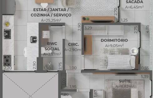 Apartamento em Pedra Branca, Palhoça