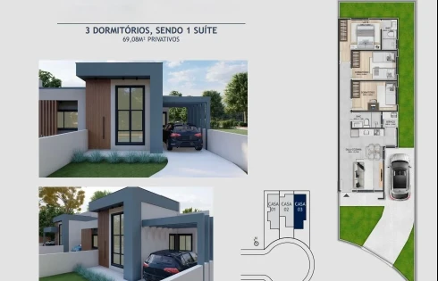 Casa Geminada com 3 quartos em Nova Palhoça, Palhoça