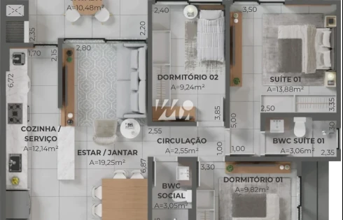 Apartamento em Pedra Branca, Palhoça
