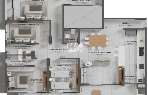 Apartamento em Pedra Branca, Palhoça