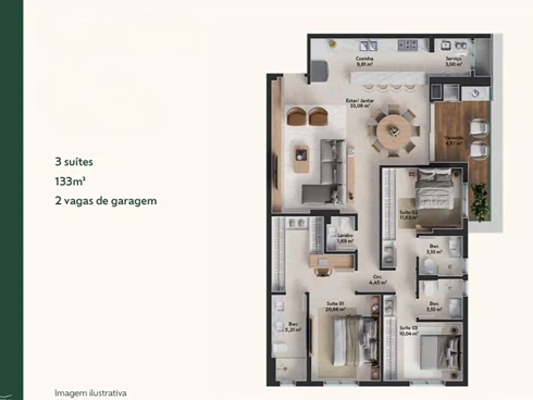 Apartamento com 3 quartos em Pedra Branca, Palhoça