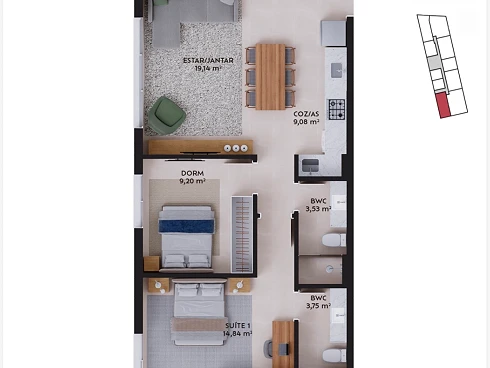 Apartamento em Pedra Branca, Palhoça