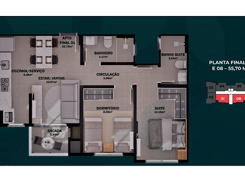 Apartamento em Pedra Branca, Palhoça