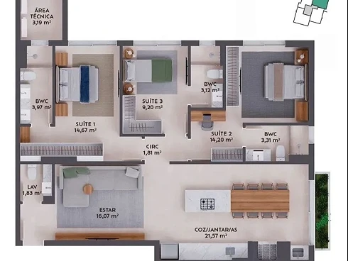 Apartamento em Pedra Branca, Palhoça