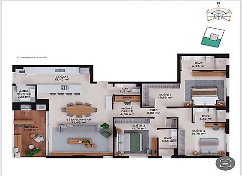 Apartamento em Pedra Branca, Palhoça