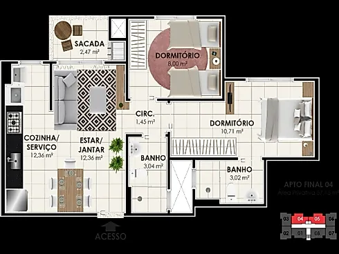 Apartamento em Pedra Branca, Palhoça