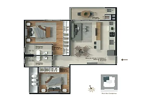 Apartamento 2 Quartos com 1 Suíte - Pedra Branca - Foto 2