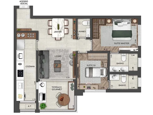 Apartamento 2 Quartos com 1 Suíte e 70m² - Brooklin - Foto 12