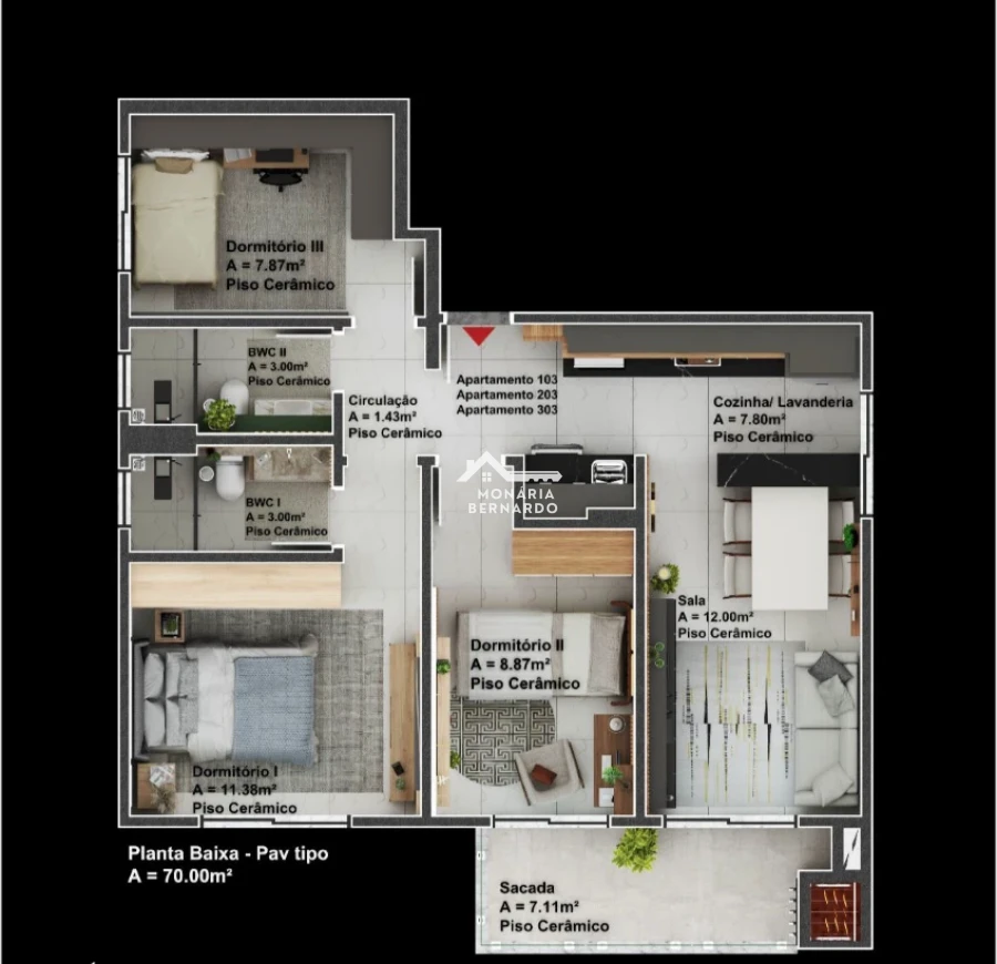 Apartamento em Nova Palhoça, Palhoça. 2 quartos, 71m². Imagem 5 de 7