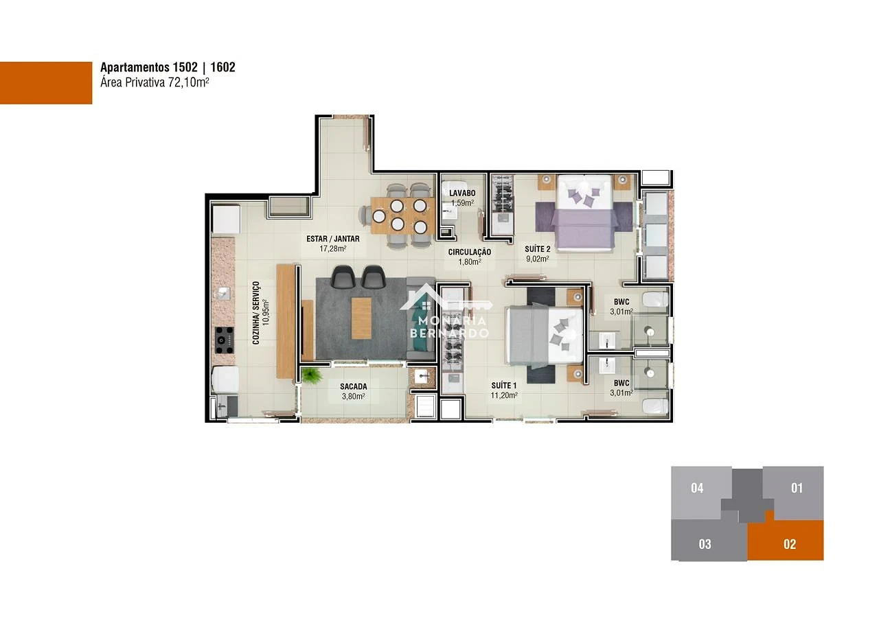 Apartamento em Pagani, Palhoça. 2 quartos, 72m². Imagem 22 de 22