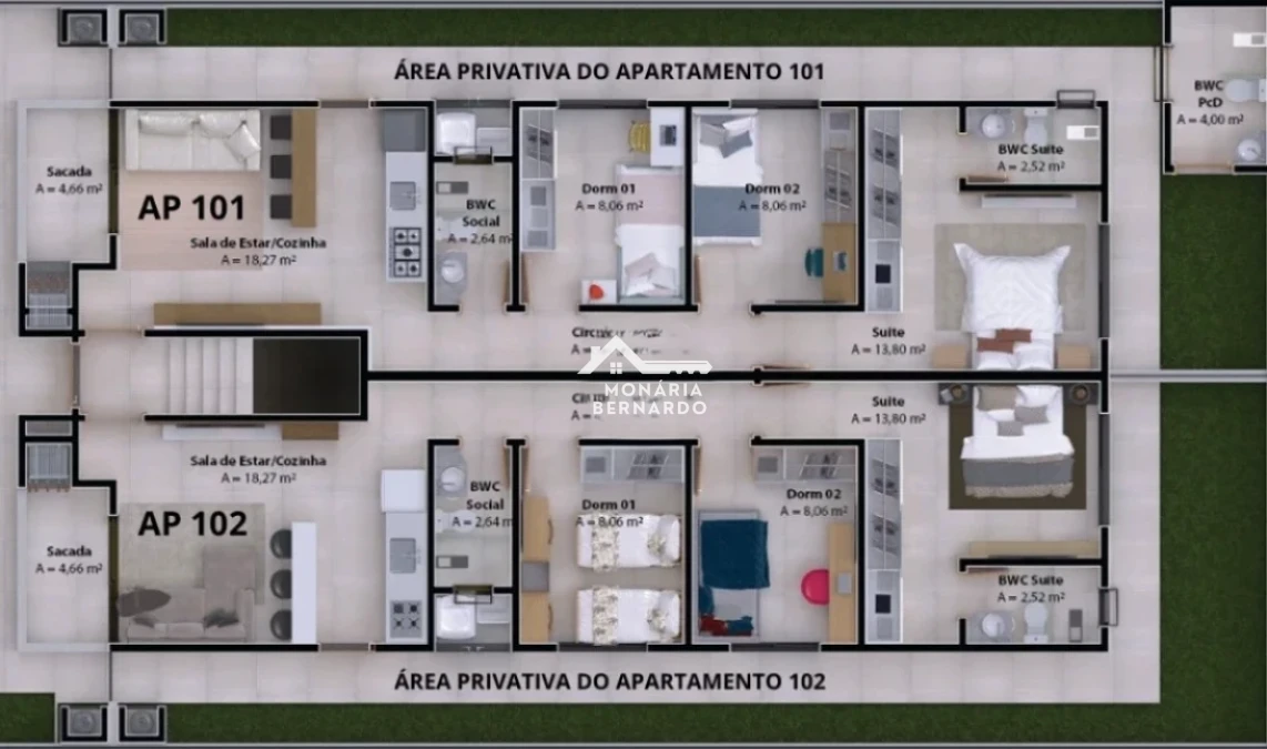 Apartamento em Sertão do Maruim, São José. 3 quartos, 73m². Imagem 18 de 19