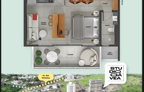 Studio em Loteamento Vale dos Vinhedos, Uberlândia