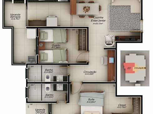 Apartamento em Novo Mundo, Uberlândia