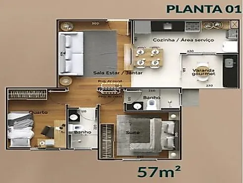Apartamento com 2 quartos em Grand Ville, Uberlândia