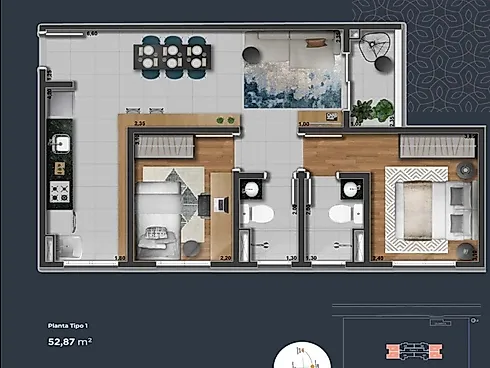 Apartamento com 2 quartos em Gávea Sul, Uberlândia