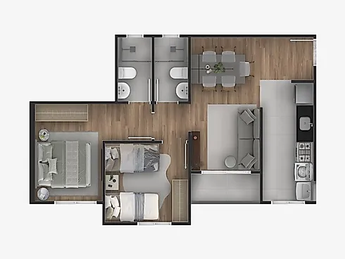 Apartamento com 2 quartos em Mansour, Uberlândia