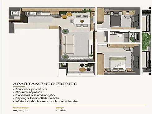 Apartamentos de 2 Dormitórios com Varanda, Sacada com Churrasqueira - Apartamento em Serraria, São José - Foto 3